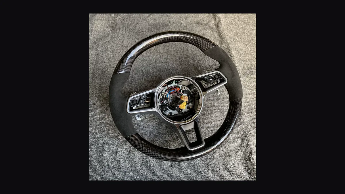 Porsche Macan Gloss Carbon Fiber Wheel | CASSERON Porsche Macan Gloss Carbon Fiber Wheel — Custom Steering Wheel